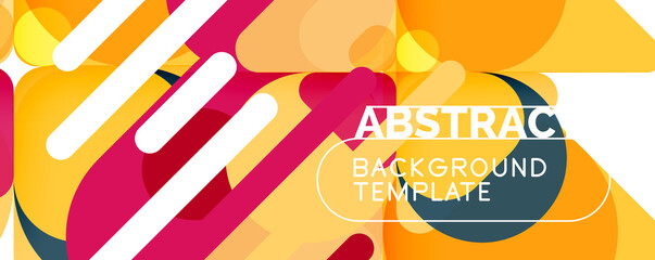 Flat geometric round shapes and dynamic lines, abstract background. Vector illustration for placards, brochures, posters and banners