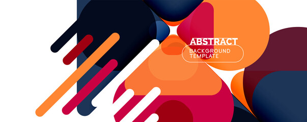 Flat geometric round shapes and dynamic lines, abstract background. Vector illustration for placards, brochures, posters and banners