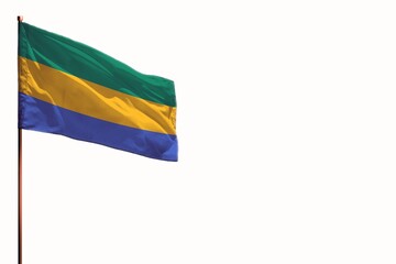 Fluttering Gabon isolated flag on white background, mockup with the space for your content.