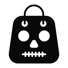 scary bag, halloween vector glyph icon