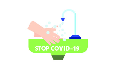Washing hand for coronavirus prevention,COVID-19 prevention,Vector illustration.