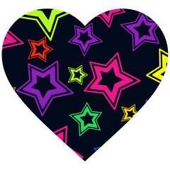 Colourful stars in a heart. Black background.