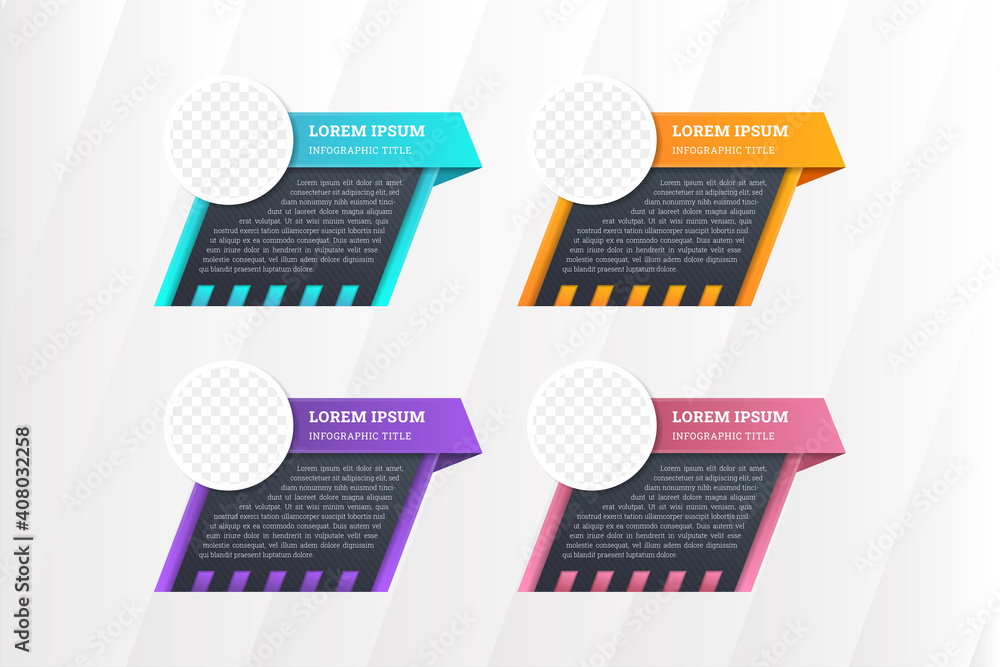 Poster vector colorful infographic typographic timeline report template design with the photos, title, subt