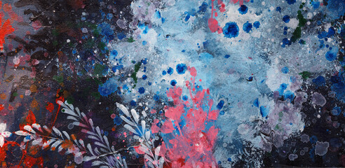 Abstract watercolor painting on paper background with texture.
