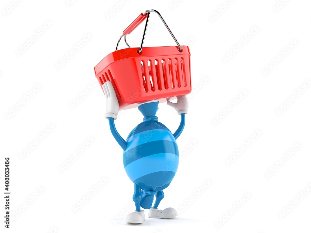 Poster Candy character holding empty shopping basket