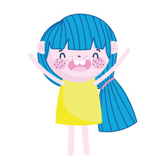 cute little girl with blue hair cartoon character