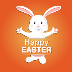 Happy Easter of Sale banners, greeting cards, posters, holiday covers. Trendy design with typography, eggs, and bunny. Modern art minimalist style