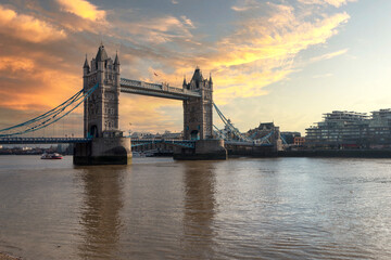 The popular Tower Bridge by the river Thames in the capital of England, London.