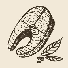 Drawing of a large piece of fish