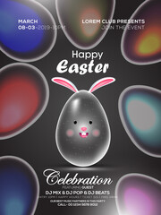 Happy Easter of Sale banners, greeting cards, posters, holiday covers. Trendy design with typography, eggs, and bunny. Modern art minimalist style