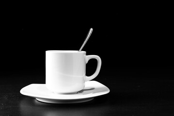 espresso coffee cup on black background