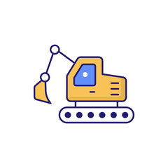 Fototapeta premium Excavator Vector outline filled icon style illustration. EPS 10 file 