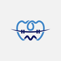 Vector illustration of a logo design in the shape of a dental and clinic symbol.