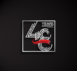 48 years anniversary logotype with square silver color and red ribbon can be use for special moment and celebration event