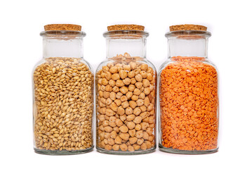 Dried Soup Mix, Split Lentils, Pearl Barley and Chickpeas. Dried and stored in glass bottles,...