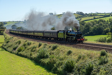 Fototapeta na wymiar Black 5 Steam train in Totnes Devon UK