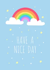 Foto op Plexiglas Have a Nice Day, Cute vector illustration perfect for kids room. cute motivational design illustrations for children. colorful minimalistic motivational quotes. © Yahya Art