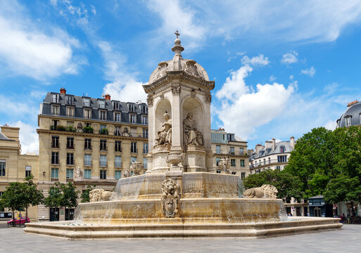 Fountain of Saint Sulpice in summer - Paris, France