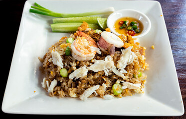 Thailand seafood fried rice on the lunch time