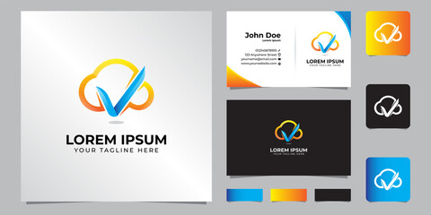 Premium vector cloud logo and business card