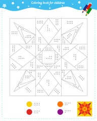 Coloring book for children, color the shape according to the number of dots