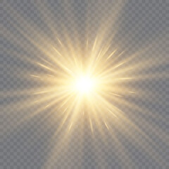 Glow light effect. Star burst with sparkles. Sun. Vector illustration.