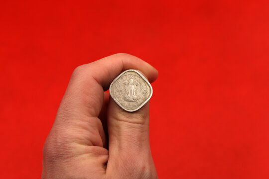 Vintage Indian Coin Two Annas In Hand