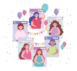 virtual party happy friends, video chat apps celebrations