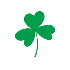 Shamrock vector clipart, St. Patricks Day. Green simple element isolated on white background.