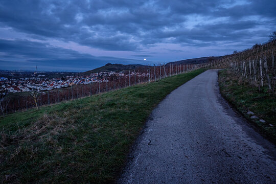 Vineyard with road and moon © Bernd Schmidt