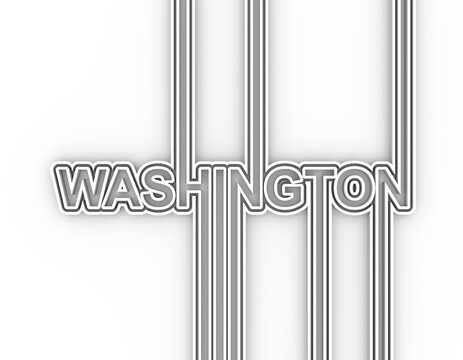 Image relative to USA travel. Washington state name in geometry style design. Creative vintage typography poster concept. 3D rendering