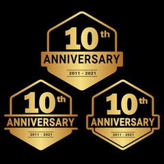 10 years anniversary set. 10th celebration logo collection. Vector and illustration. 