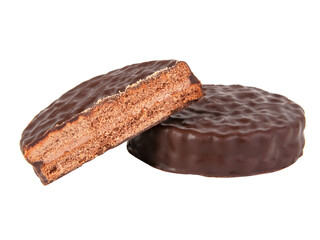 Chocolate sandwich cookies isolated on the white