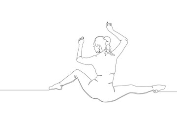 Continuous line drawing of a woman dancer in a pose with her back to the camera.