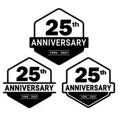 25 years anniversary set. 25th celebration logo collection. Vector and illustration. 
