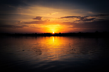 Fototapeta na wymiar Sunset over the Nile; Uganda