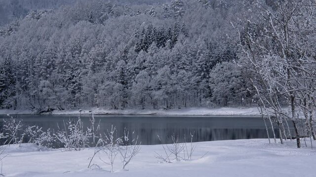 雪景色が美しい青木湖の冬景色