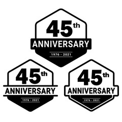 45 years anniversary set. 45th celebration logo collection. Vector and illustration. 