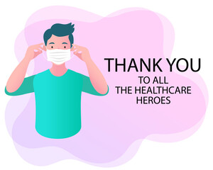 People wearing Face Mask Fight Against Covid-19. Hygiene promotion with wearing a face mask. flat style.