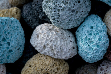 Texture of colored pumice stones for foot care