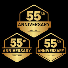 55 years anniversary set. 55th celebration logo collection. Vector and illustration. 