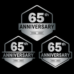 65 years anniversary set. 65th celebration logo collection. Vector and illustration. 