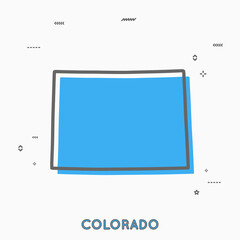 Colorado map in thin line style. Colorado infographic map icon with small thin line geometric figures. Colorado state. Vector illustration linear modern concept