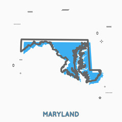 Maryland map in thin line style. Maryland infographic map icon with small thin line geometric figures. Maryland state. Vector illustration linear modern concept