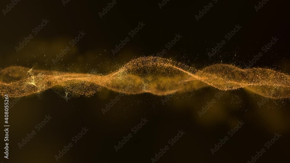 Aufkleber abstract luxurious, premium glittering golden particles wave motion background floating in cyberspac