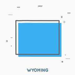 Wyoming map in thin line style. Wyoming infographic map icon with small thin line geometric figures. Wyoming state. Vector illustration linear modern concept