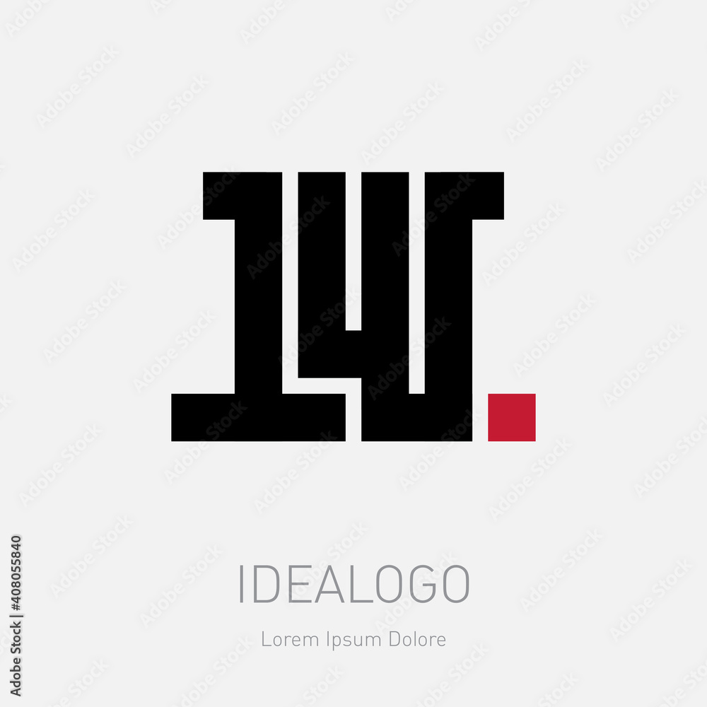 Poster clean and minimal logo. 1w - creative icon or symbol. universal elegant logotype with number 1 and l
