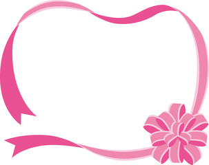 華やかなリボンフレーム四角(ピンク・フチ)