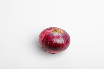 Red onions isolated on white background. Top view