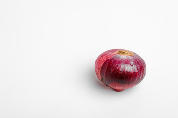 Red onions isolated on white background. Top view